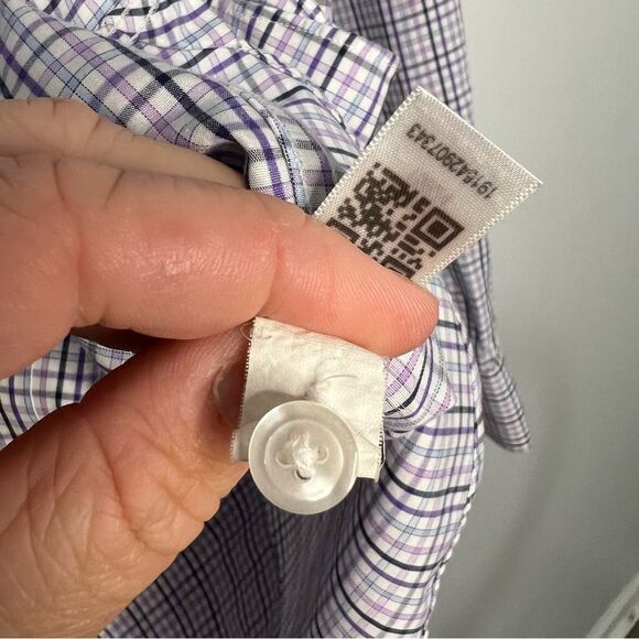Bonobos Wrinkle Free Mens Dress Shirt 16/35 Purple Plaid Button Down Dress Shirt - Picture 4 of 5